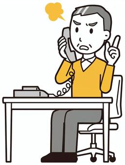 ニット中年男性(黄)-434-全身  ニット中年男性(黄)-434-全身 電話,怒る,おじさん,男性,中年,お父さん,パパ,シニア,ミドルエイジ,人物のイラスト素材