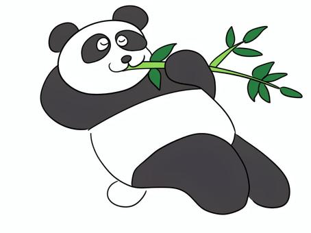 笹を食べるパンダのイラスト パンダ,動物,笹,生き物,動物園,アニマル,哺乳類,白黒,食べる,アイコンのイラスト素材