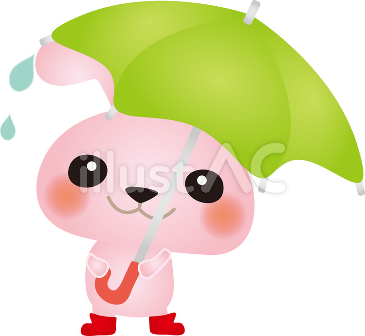 雨の日うさぎ2 うさぎ,雨,傘のイラスト素材