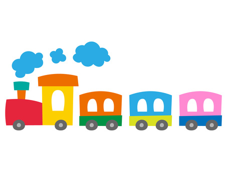 かわいい汽車 汽車,電車,列車,かわいい,子供向け,幼児向け,デフォルメ,煙,雲,煙突のイラスト素材