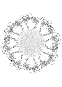 華麗な曼荼羅塗り絵 塗り絵,ぬりえ,曼荼羅,まんだら,マンダラ,線画,集中力,白黒,モノクロ,幾何学模様のイラスト素材