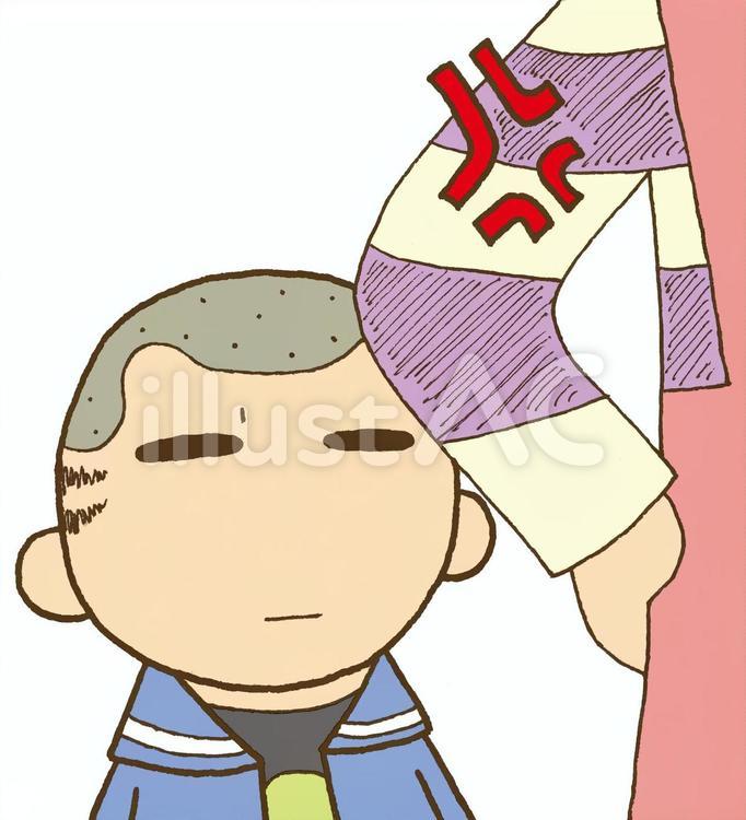 制服のこども（怒られる） ギャングエイジ,問題児,反抗期のイラスト素材