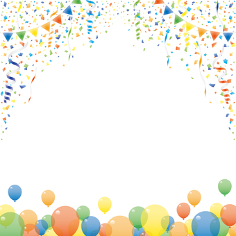 紙吹雪56 紙吹雪,リボン,風船,旗,背景,飾り,パーティー,パレード,イベント,舞うのイラスト素材