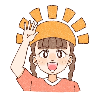 【元気な女の子】こんにちは　挨拶　正面 こんにちは,挨拶,太陽,女の子,女性,女子,人物,小学生,中学生,高校生のイラスト素材