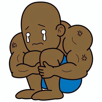 悲しいマッチョ　② マッチョ,悲しい,泣く,凹む,男性,人間,筋肉,ボディビルダーのイラスト素材