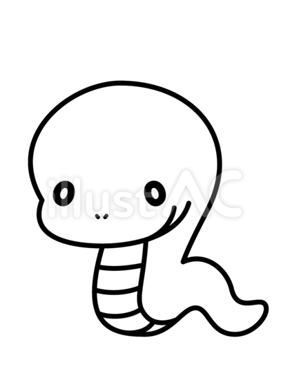 線画_かわいい蛇(巳)