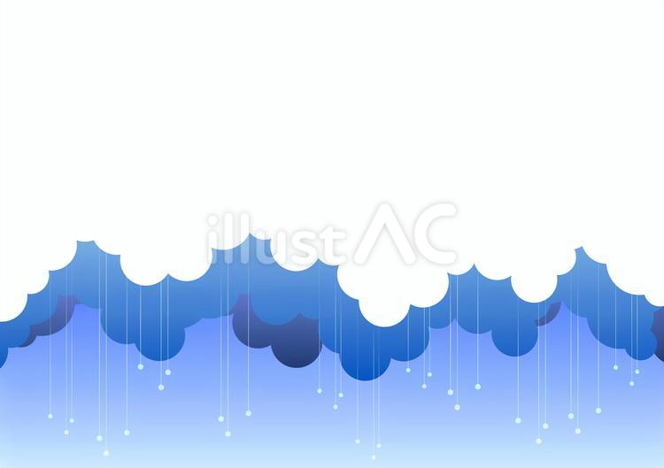 梅雨の曇り空から雨粒落ちる 背景フレーム 梅雨,水彩,雨のイラスト素材