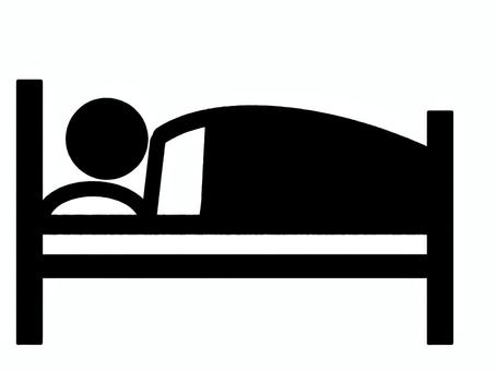 睡眠ピクトグラム 仰向け,睡眠,熟睡,スヤスヤ,昼寝,ピクトグラム,シルエット,モノクロ,白黒,ベッドのイラスト素材