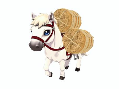 2026年の干支の午の小馬と新米の縁起物 馬,午,米,動物,可愛い,小物,雑貨のイラスト素材