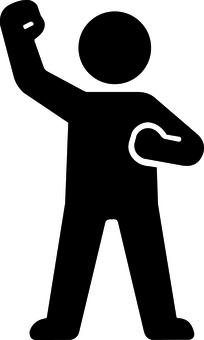 ピクトグラムの黒のやる気ポーズです。 ピクトグラム,やる気,ポーズ,シンプル,ガッツポーズ,元気,エネルギッシュ,応援,前向き,全身のイラスト素材