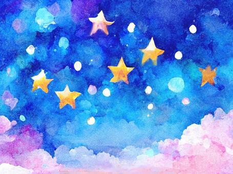 星空水彩插圖, JPG 星空水彩插圖, 夜空, 水彩, 手寫, JPG