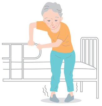 リハビリ立つ リハビリ,立つ,ベットサイド,訓練,病院,患者,高齢者,人物,生活,カットのイラスト素材