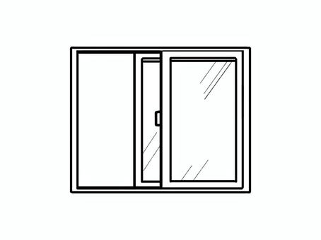 白黒の換気中のアルミサッシの窓 窓,白黒,アルミサッシ,換気,シンプル,ゆるい,挿絵,背景透過のイラスト素材