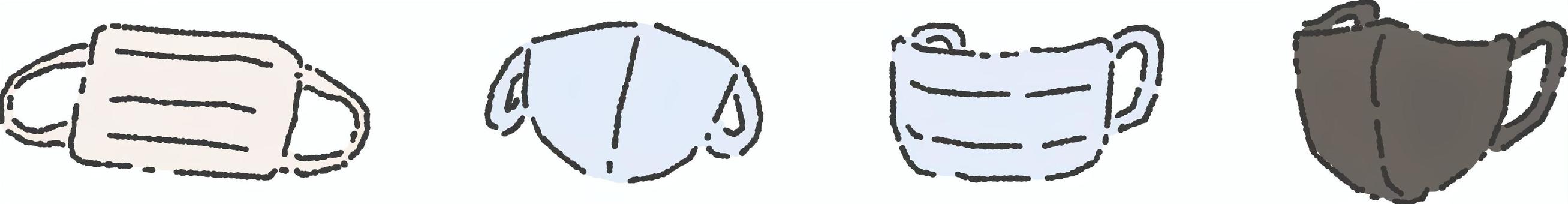 シンプルなマスクのセット カラー シンプルなマスクのセット カラー イラスト,ベクター,手描き,線画,シンプル,セット,マスク,医療,健康,病院のイラスト素材