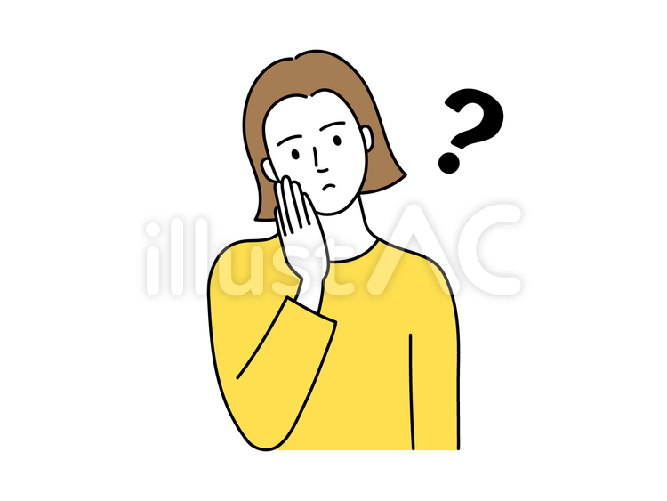 はてなマークと女性 女性,人物,白背景のイラスト素材