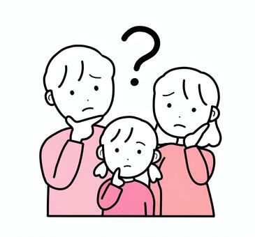 シンプル疑問家族（p） シンプル,家族,ファミリー,親子,夫婦,子ども,幼児,疑問,はてな,困るのイラスト素材