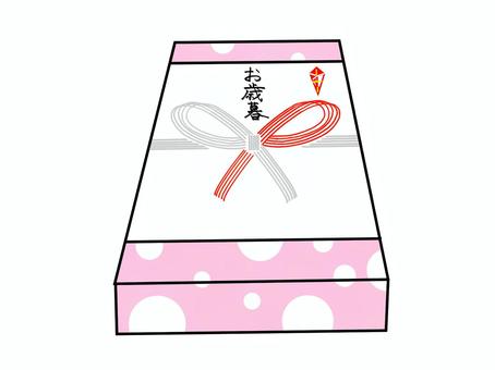ピンク色の箱のお歳暮 お歳暮,熨斗,水引,箱,冬のイラスト素材
