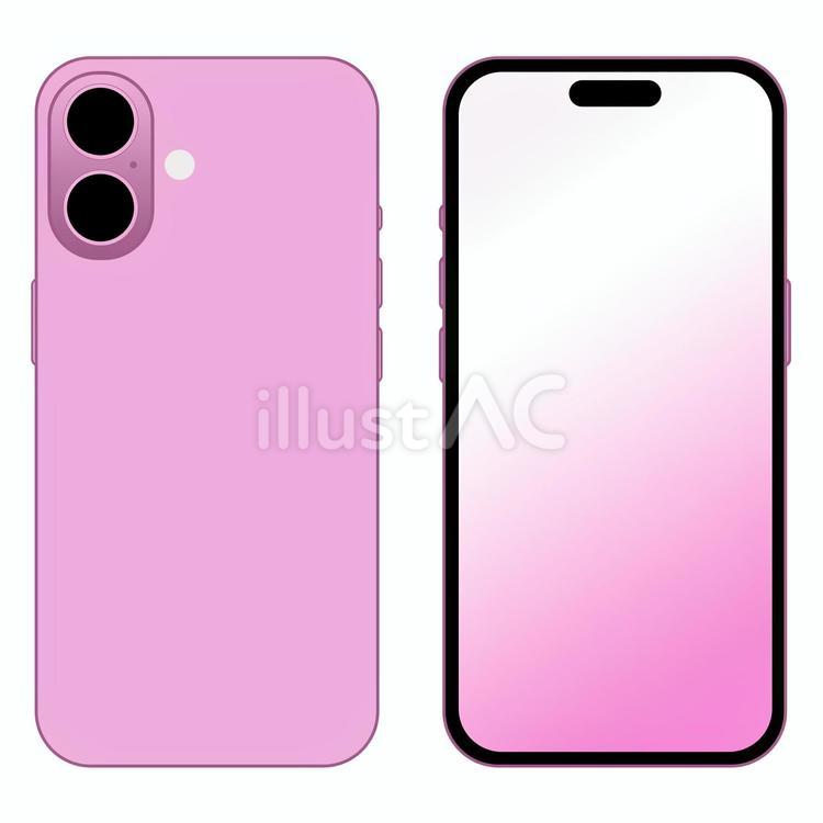 スマホ　表裏　2眼　ピンク　シンプル スマホ,2眼,ピンクのイラスト素材