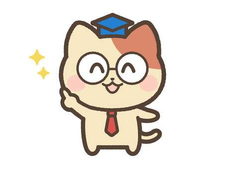 指差しするねこ先生（メガネ） 猫,ねこ,先生,かわいい,ゆるい,指差し,やる気,ネコ,動物,ペットのイラスト素材