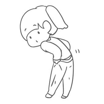 着替えをする女の子（線画・日常） 女の子,着替え,身支度,朝の準備,生活,日常,子ども,線画,下絵,塗り絵のイラスト素材