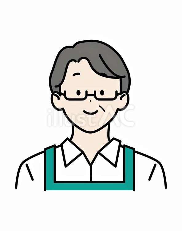 7：3分け男性のお店の店員さん 店員,店員さん,ワイシャツのイラスト素材