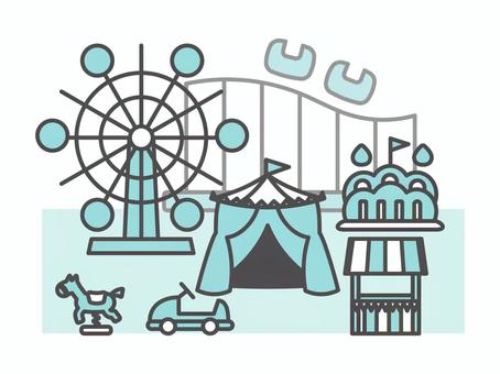 Amusement park landscape, JPG, PNG and AI Amusement park landscape, garden land, landscape, ferris wheel, JPG, PNG and AI