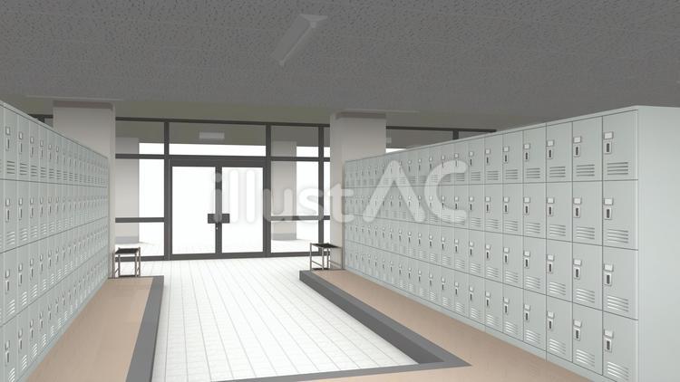生徒玄関1(中高・昼) 生徒玄関1(中高・昼) 生徒玄関,学校,高校のイラスト素材