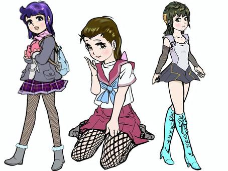 Various clothes for girls, uniform, costume, boots, JPG and PNG