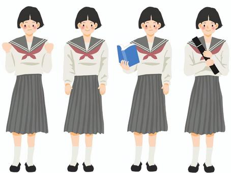 Female student (sailor suit) set, JPG and PNG Female student (sailor suit) set, , JPG and PNG