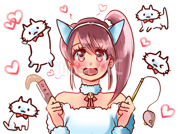 推しは猫ちゃん！ 推し活,ねこ,猫耳のイラスト素材