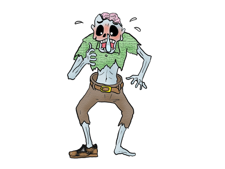 ヘックション、あれ・・感染してる？ 人物,大人,男性,ゾンビ,風邪,感染,鼻水,脳みそ,汗,全身のイラスト素材