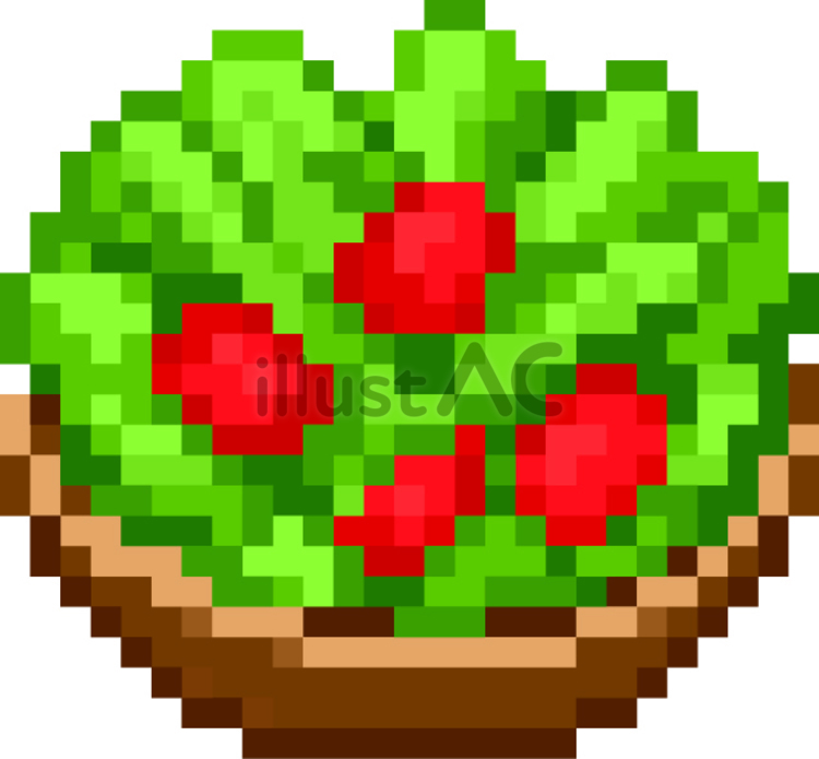 ドット絵の木の器のサラダです。 ドット絵,サラダ,シンプルのイラスト素材