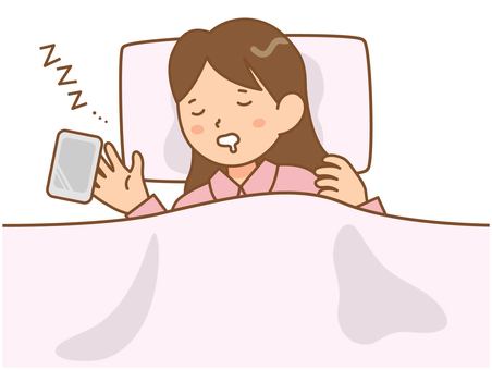 スマホを手に寝落ちする女性 スマホを手に寝落ちする女性 寝落ち,スマホ,女性,睡眠,zzz,スマホ依存,ネットサーフィン,sns,動画,通話のイラスト素材