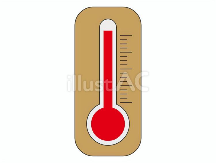 温度計_気温計_木枠付き赤 日用品,測る,猛暑のイラスト素材