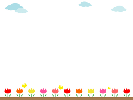 Simple tulip decorative frame 2, spring, flower, frame, JPG, PNG and AI