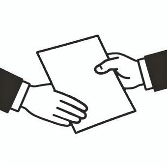書類の受け渡し 手,書類,渡す,提出,スーツ,オフィス,業務,動作,シンプル,線画のイラスト素材