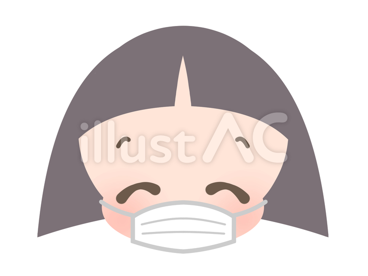 マスクの女の子-笑う190113 女の子,顔,笑うのイラスト素材