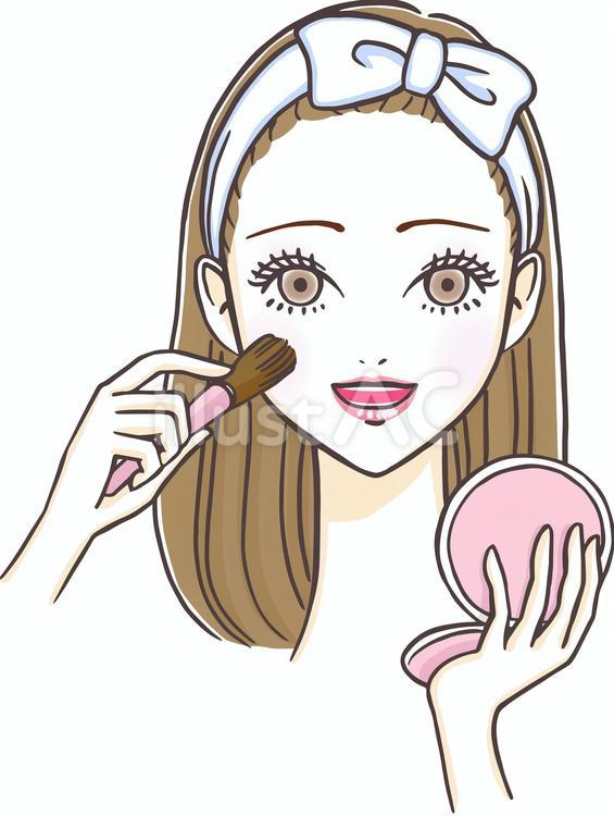 笑顔でメイクをする若く美しい女性の顔 女性,美容,ビューティーのイラスト素材