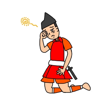 朦朧とする鎌倉時代の雑兵 雑兵,侍,武士,鎧武者,兵士,戦士,日本,和風,歴史,日本史のイラスト素材