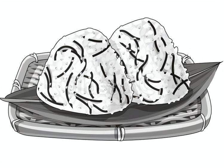 塩昆布おにぎり（白黒） おにぎり,塩昆布,白黒のイラスト素材