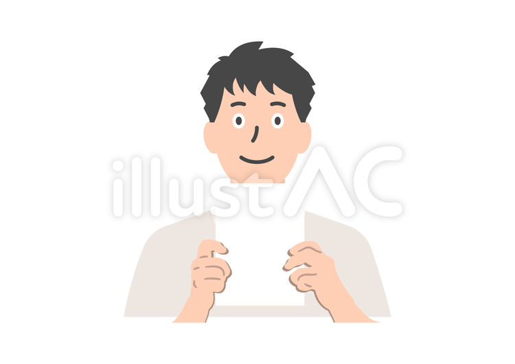 男性_白紙を持つ 男性,持つ,人のイラスト素材