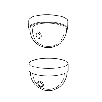 防犯カメラの線画 防犯,監視,カメラ,レンズ,線画,モノクロ,立体,シンプルのイラスト素材