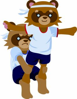 組体操_白組 組体操,運動会,タヌキ,体育祭,動物,白組,学校,体操服,体育,競技のイラスト素材
