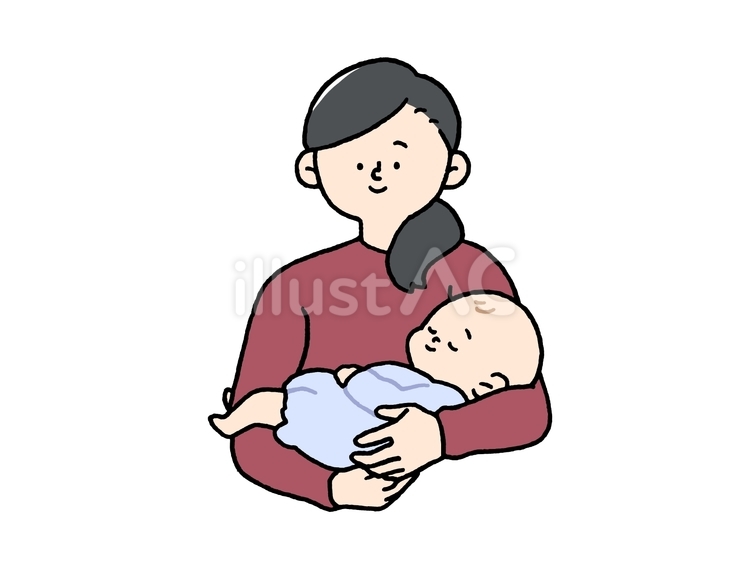 赤ちゃんを抱く女性(肌色あり) 女性,赤ちゃん,人物のイラスト素材