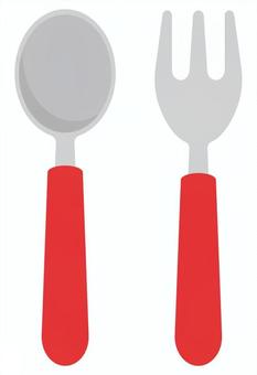 子供用のスプーンとフォーク スプーン,フォーク,子供用,子供,食器,幼児,シンプル,カトラリー,食べる,すくうのイラスト素材