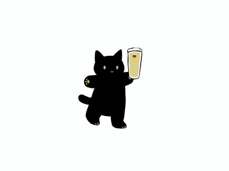 ビールと黒猫 ビール,オクトーバーフェスト,ねこ,ドイツ,グラス,乾杯,飲酒,飲み会,歓迎会,送別会のイラスト素材