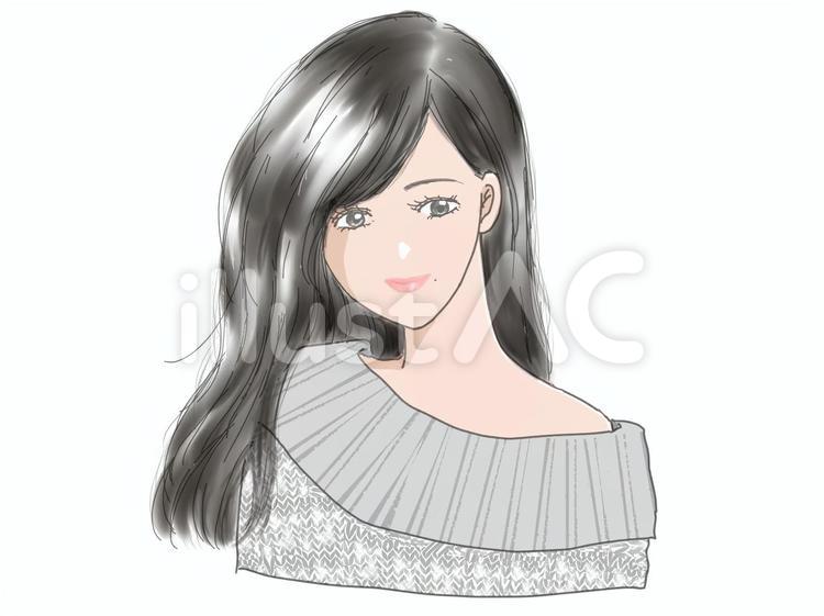 色気のある女性 女性,色気,ロングヘアのイラスト素材