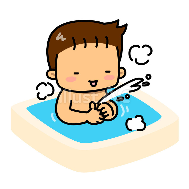 お風呂でみずでっぽうをする男の子 男の子,お風呂,みずでっぽうのイラスト素材