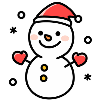 サンタの帽子をかぶった雪だるまと雪 雪だるま,雪,雪遊び,天気,降る,寒い,笑顔,サンタ,帽子,クリスマスのイラスト素材