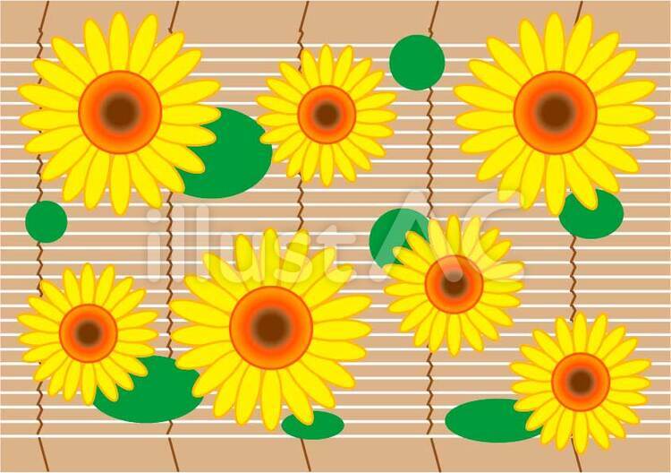 すだれとひまわりイラスト No 無料イラストなら イラストac